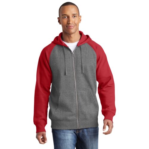 Raglan Colorblock Full Zip Hooded Fleece Jacket Thumbnail