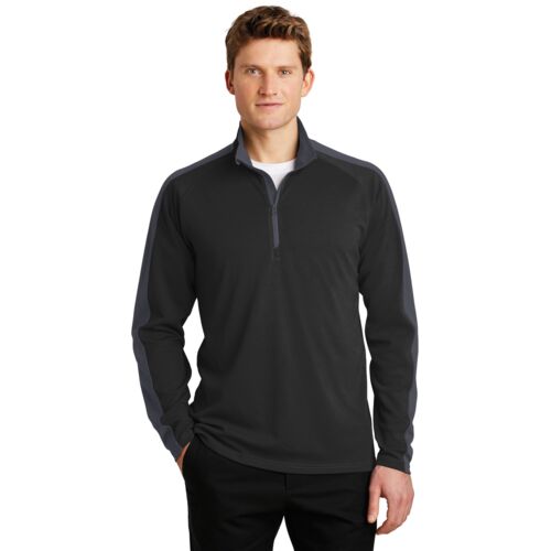 Sport Wick ® Textured Colorblock 1/4 Zip Pullover Thumbnail